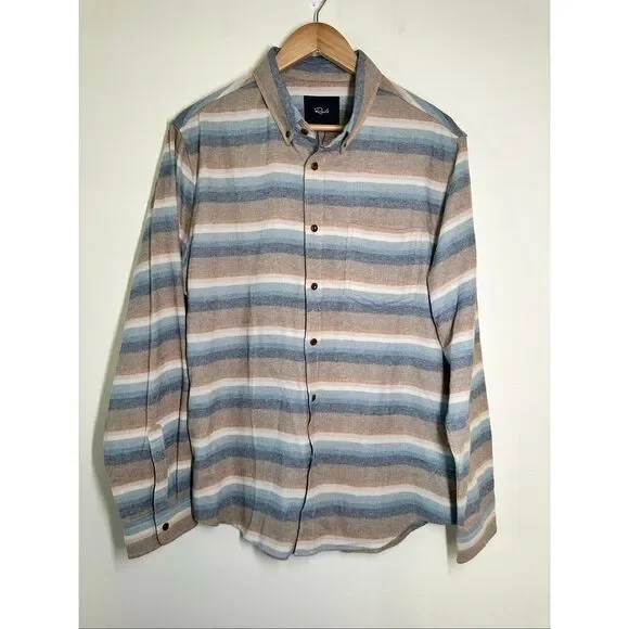 Rails Mens Medium Blue and Tan Casual Soft Button Down Shirt Size Medium New - Picture 2 of 5